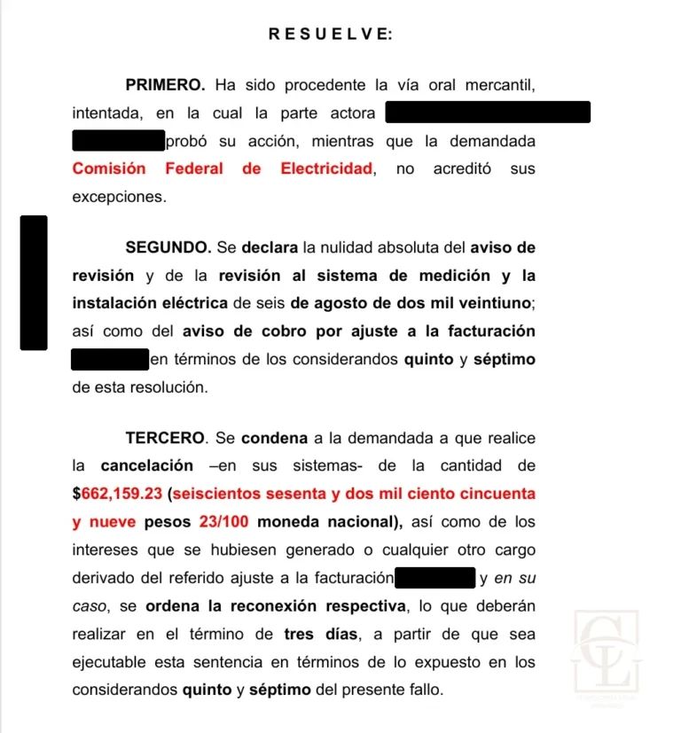 Resolución favorable: cancelación y devolución — $662,159.23 - foja 1