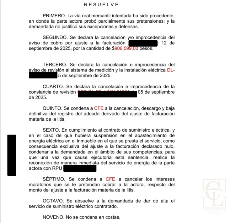 Resolución favorable: cancelación definitiva — $906,599.00